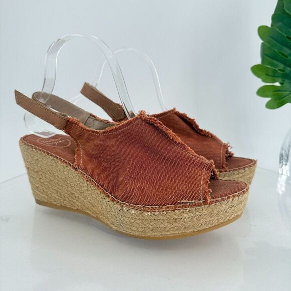 Toni Pons Womens Lugano Espadrille Sandals Platform Wedge Orange Canvas 41 10 US - Picture 2 of 16